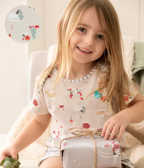 Love To Dream™ Kids Short Sleeve Pyjama Set Snow Party